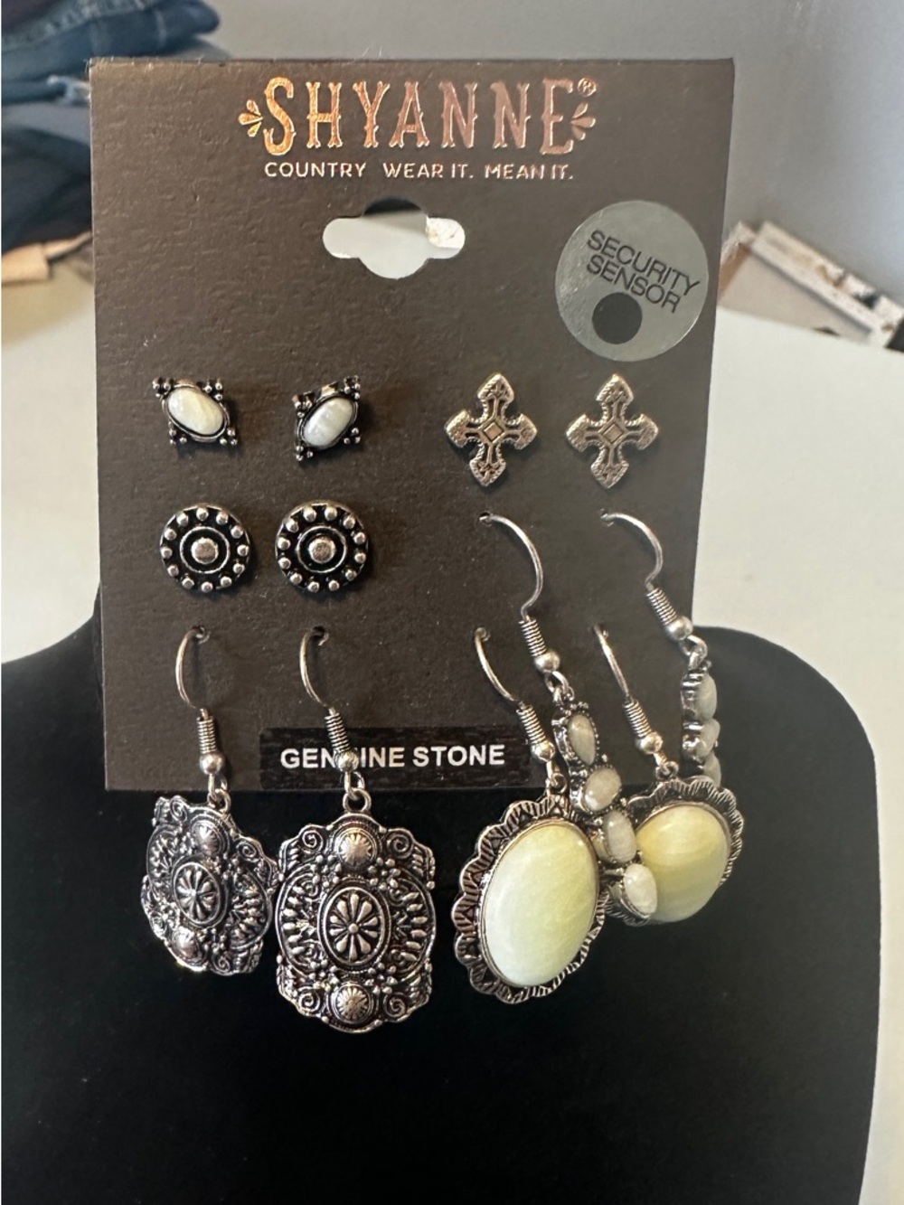 Shyanne Silver and Mint Earrings Set - 6 pair